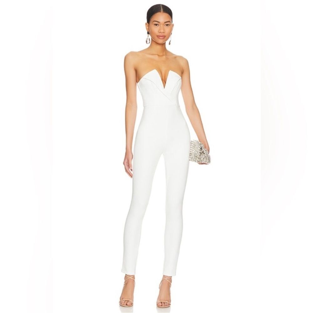 Revolve Superdown Madi Strapless Jumpsuit in White Size XS